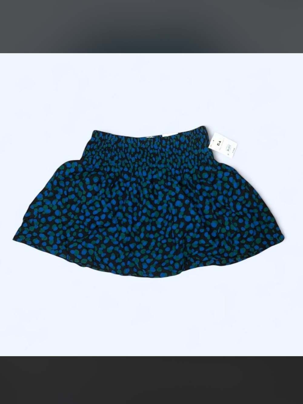 Smocked Waist Blue & Green Printed Circle Skirt